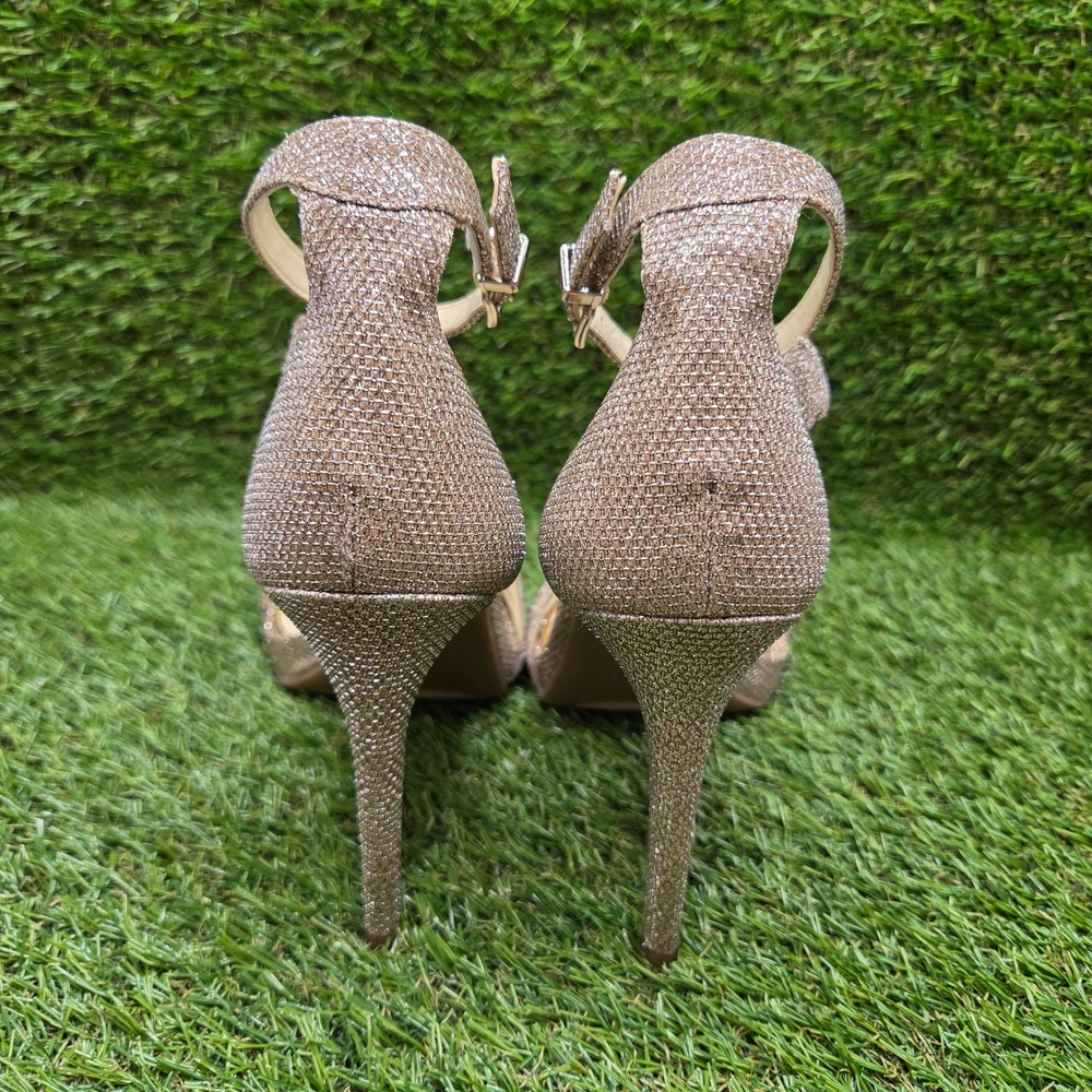 Jessica Simpson Rayli 2 SIZE 8 Women's Stiletto Glitter Dress Sandals Gold - Picture 9 of 9